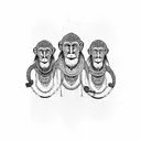 Three monkeys representing the personalities of you, your sister, and your brother tattoo design idea