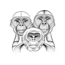 Three monkeys representing the personalities of you, your sister, and your brother tattoo design idea