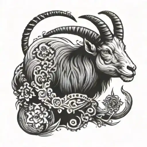 woodcut desing of a humanoid male goat tattoo design idea