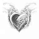 A powerful wave crashing against a heart-shaped rock formation, representing the client's passion and bravery in facing life's challenges tattoo design idea