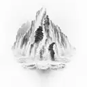 A powerful wave crashing against a heart-shaped rock formation, representing the client's passion and bravery in facing life's challenges tattoo design idea