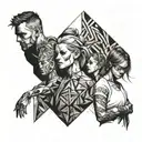 grunge family posing tattoo design idea