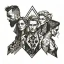 grunge family posing tattoo design idea