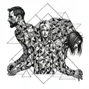 grunge family posing tattoo design idea