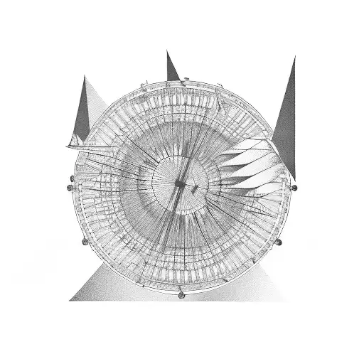 The London Eye made of drum and bass vinyl records tattoo design idea