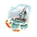 shipwreck in a bottle tattoo design idea