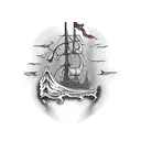 shipwreck in a bottle tattoo design idea