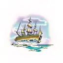 shipwreck in a bottle tattoo design idea