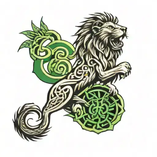 celtic cross lion heds  tattoo design idea
