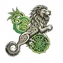 celtic cross lion heds  tattoo design idea