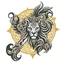 celtic cross lion heds  tattoo design idea