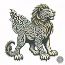 celtic cross lion heds  tattoo design idea