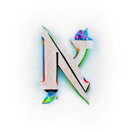 A letter with N and number 7 tattoo design idea