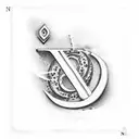 A letter with N and number 7 tattoo design idea