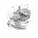 A letter with N and number 7 tattoo design idea