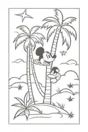 palm tree and mickey mouse tattoo design idea