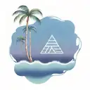 palm tree and waves in triangle tattoo design idea