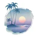 palm tree and waves in triangle tattoo design idea