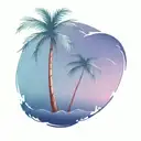 palm tree and waves in triangle tattoo design idea