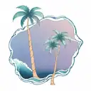 palm tree and waves in triangle tattoo design idea
