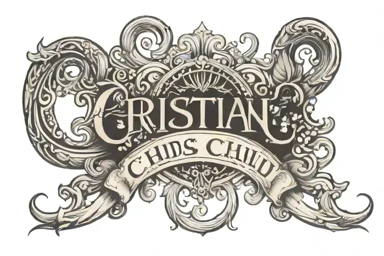 Cristian child name tattoo design idea