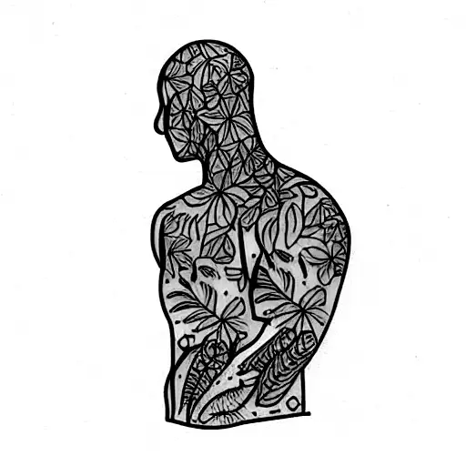 male torso with plants coming from it tattoo design idea
