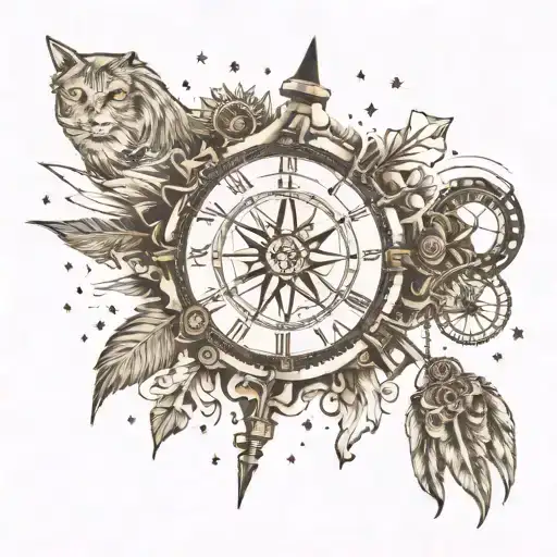 forearm tattoo: deathly hallows, letter A, dreamcatcher, moon, sun, speedometer, snitch, cat face, twins constellation tattoo design idea