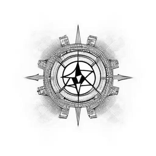 A football stadium with religious symbols in the stands tattoo design idea