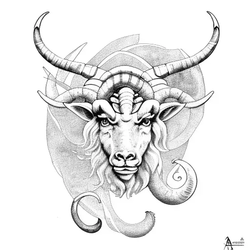 aries & capricorn signs tattoo design idea
