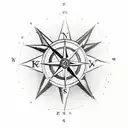 A compass with a skull and crossbones symbol surrounded by crashing waves tattoo design idea