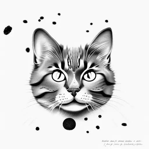 fluffy Oreo cat with black spot next to nose tattoo design idea