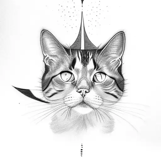 tuxedo cat with black birthmark next to nose tattoo design idea