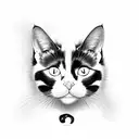 black and white cat with black spot next to nose tattoo design idea