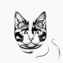 black and white cat with black spot next to nose tattoo design idea
