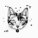 black and white cat with black spot next to nose tattoo design idea