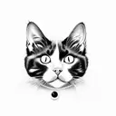 black and white cat with black spot next to nose tattoo design idea