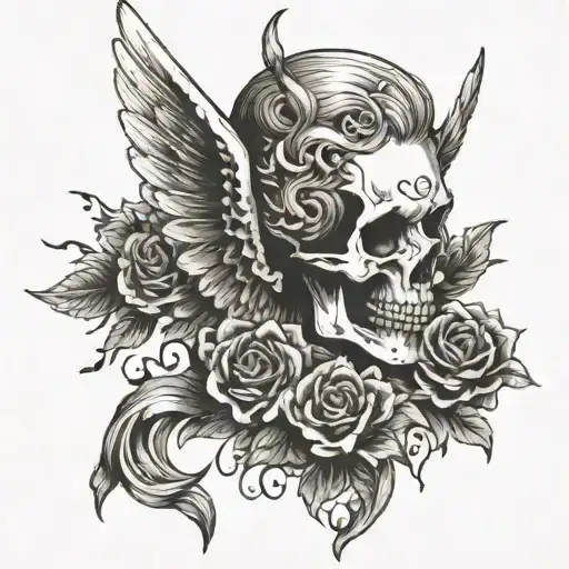 memento mori angel tattoo design idea