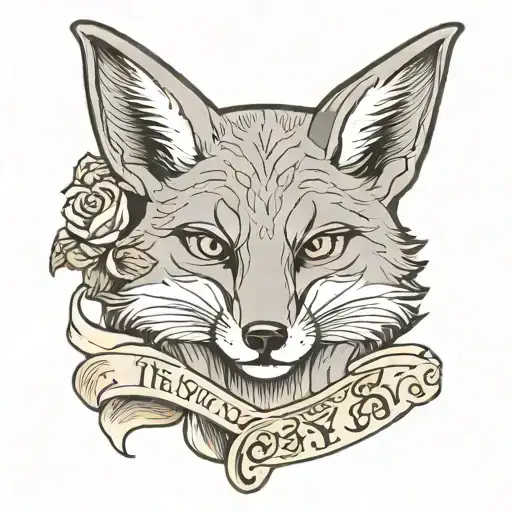 The grey fox winking holding a scroll that says "The Silver Fox" tattoo design idea