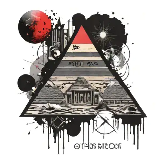 Egyptian hieroglyphics and pyramids sun moon tattoo design idea