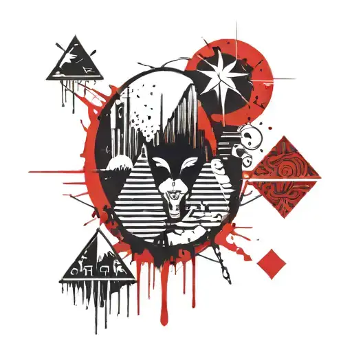 Egyptian hieroglyphs sun moon and dripping pyramids   tattoo design idea