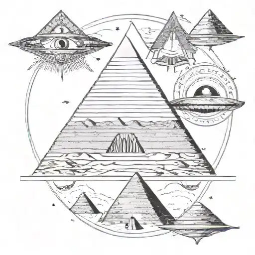 pyramids eye of ra aliens stars ocean  galaxies  tattoo design idea