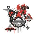 Egyptian hieroglyphs sun moon and dripping pyramids   tattoo design idea