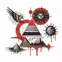 Egyptian hieroglyphs sun moon and dripping pyramids   tattoo design idea
