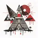 Egyptian hieroglyphs sun moon and dripping pyramids   tattoo design idea