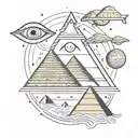 pyramids eye of ra aliens stars ocean  galaxies  tattoo design idea
