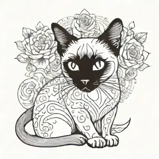 siamese cat tattoo design idea