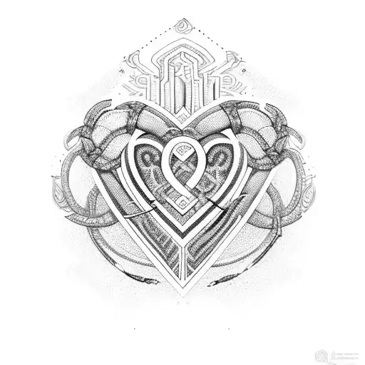 A heart-shaped infinity symbol with intricate patterns and details tattoo design idea