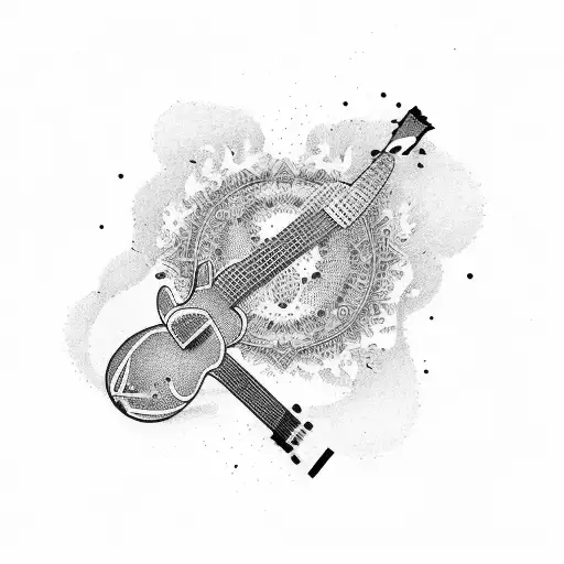 the name "kirti" on a guitar  tattoo design idea