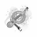 the name "kirti" on a guitar  tattoo design idea