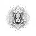 the name "kirti" on a guitar  tattoo design idea